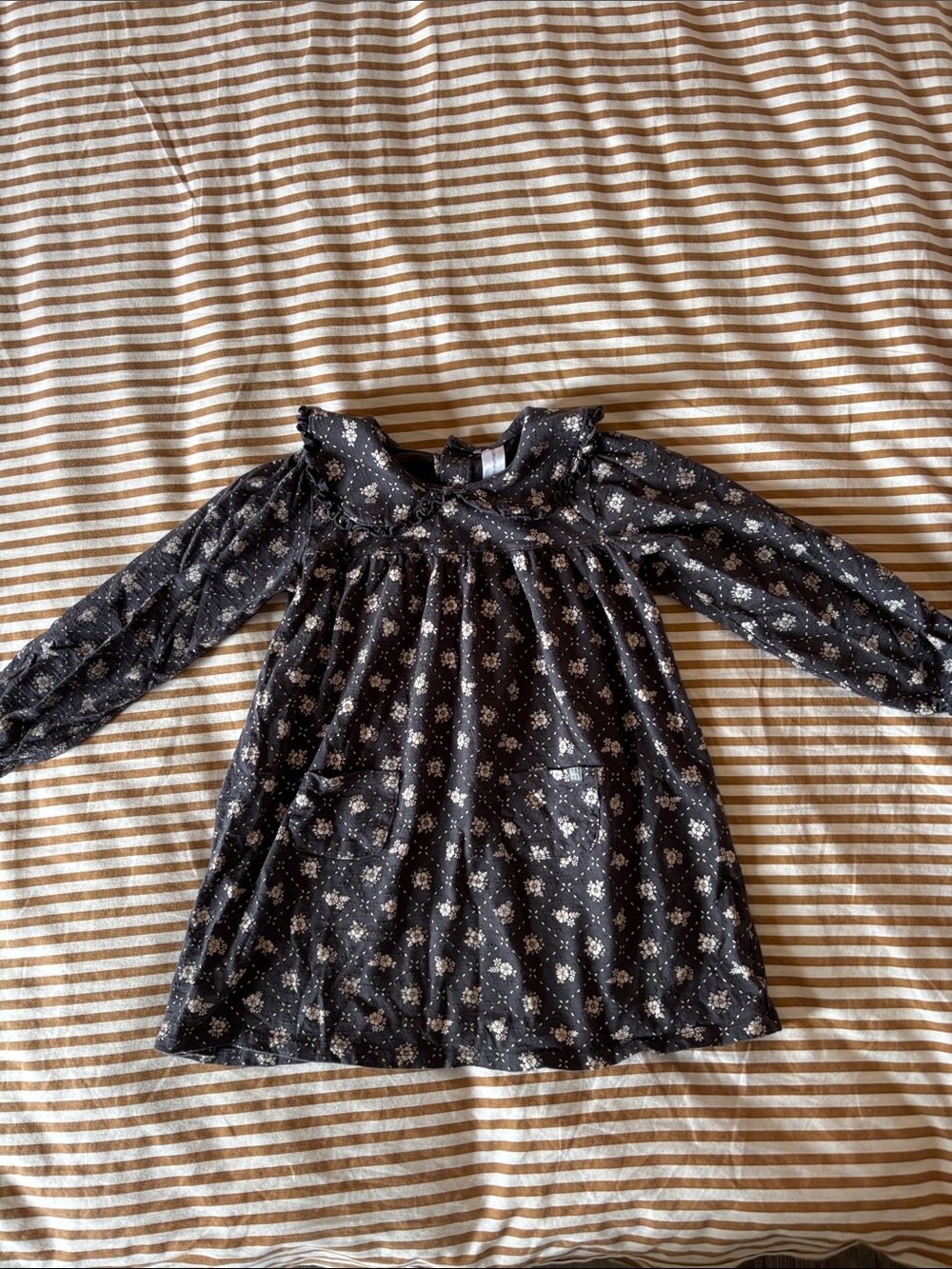 Modern Moments Girls' Black Floral Long-Sleeve Dress Top